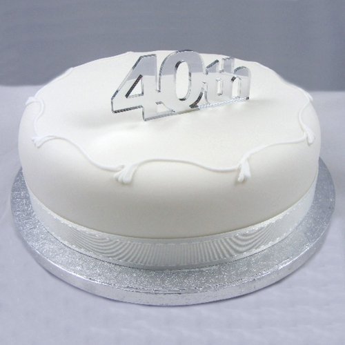 "40th" Cake Topper Mirror - 6cm with 4cm spike