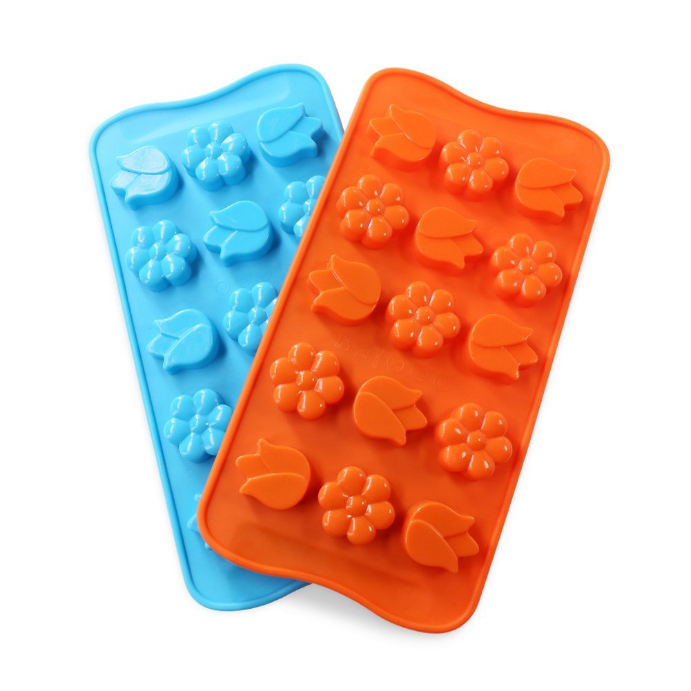 Candy Making Molds, 2PCS YYP [15 Cavity Flower Shape Mold] Silicone ...