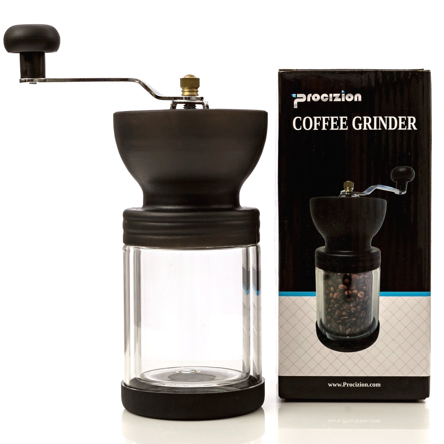 Manual Burr Coffee Grinder for Bean and Spices, Adjustable Hand Crank