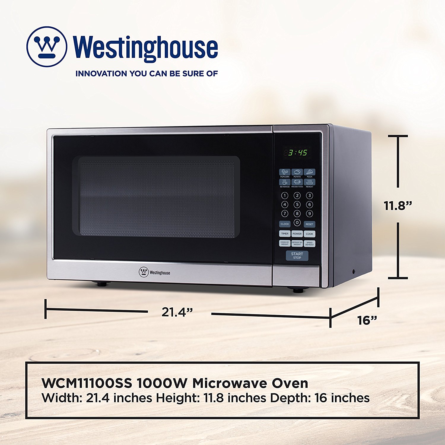 Westinghouse WCM11100W 1000 Watt Counter Top Microwave Oven, 1.1 Cubic ...