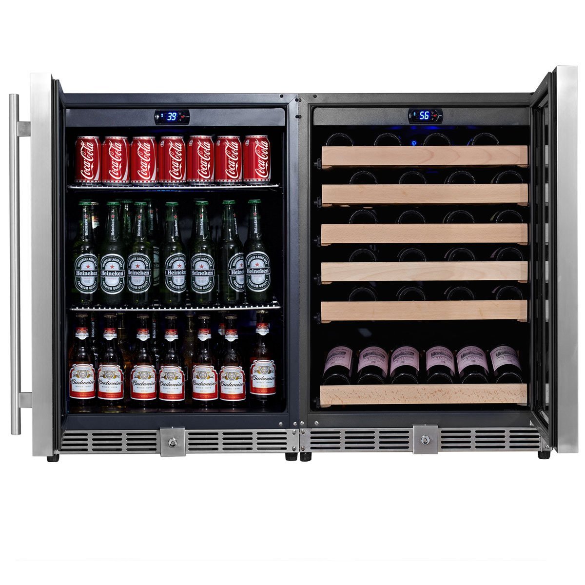 Kingsbottle 2 Zone Wine And Beverage Combo Refrigerator Holds 300 Cans And 98 Bottles