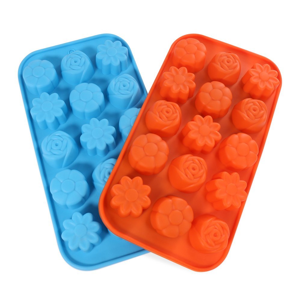 Candy Making Molds, 2PCS YYP [15 Cavity Flower Shape Mold] Silicone ...