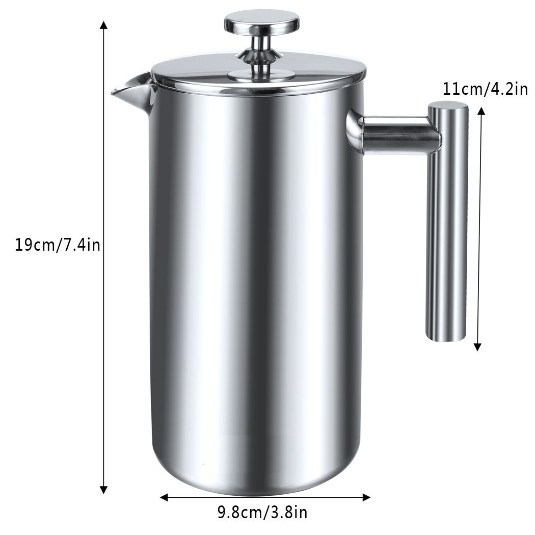 Gracelove 1 Liter DoubleWall Stainless Steel French Coffee Press free