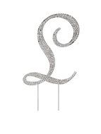 Letter L Rhinestone Crystal Cake Topper Silver, Numbers, Letters for Wedding, Birthday, Anniversary, Party. Shine... N41