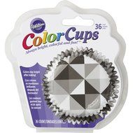 Wilton 415-5170 36 Count Geometric Cupcake Liners, Black &amp; White
