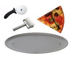 Calphalon Pizza Kit With Pan, Docker Roller, Cutter, and Set of 6 Plates