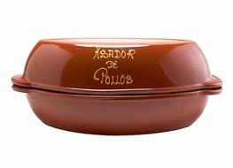 Costa del Sol Handmade Ceramic Spanish Glazed Chicken Pot, Rust N2