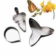 Anyana Baking Mould Cutter 3pcs Stainless Steel Orchid Petal Cake Decor Mold Fondant Cookie Biscuit Cutters Pastry