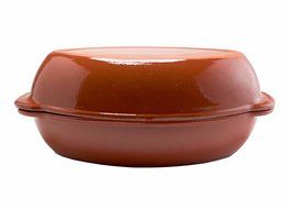 Costa del Sol Handmade Ceramic Spanish Glazed Chicken Pot, Rust N3