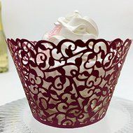 CozyT 50 PACK Vine Design Cupcake Wrappers Artistic Bake Cake Paper Cups Vine Lace Laser Cut Liner Baking Cup...