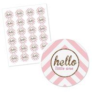 Hello Little One - Pink and Gold - Cupcake Wrapper &amp; Pick Girl Baby Shower Kit - Set of 24 N2