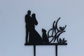 Meijiafei Bride and Groom with Little Dog Mr and Mrs Cake Topper