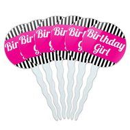 Set of 6 Cupcake Picks Toppers Decoration Birthday Party - Over the Hill Birthday Black Yellow N4