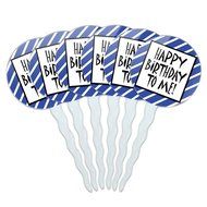Set of 6 Cupcake Picks Toppers Decoration Birthday Party - Over the Hill Birthday Black Yellow N5
