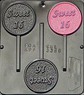 Sweet 16 Lollipop Chocolate Candy Mold 3386