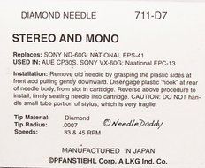 PHONOGRAPH NEEDLE FOR VANITY FAIR MICHAEL JACKSON RECORD PLAYER NEEDLE N4
