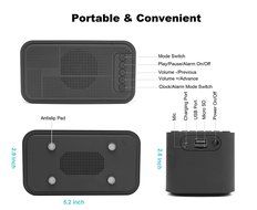 Portable Alarm Clock Radio Bluetooth Speaker with Stereo Bass, LCD Display, FM Radio, TF Card,Built-in Mic for... N6