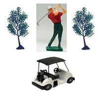 Golf Kit with Golfer, Golf Cart and two Trees Caketopper