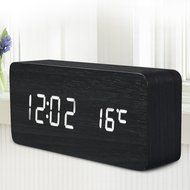 Aosis White LED Wooden Alarm Clock Time Temperature Week Calendar Display for Home Office