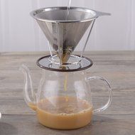 Ziselu Stainless Steel Pour Over Coffee Maker, Filter Cone and Holder, Micro Filter Coffee Dripper and Coffee... N7