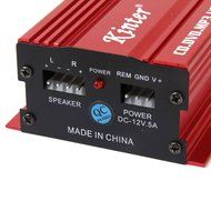 Mini Car Motorcycle MP3 Hi-Fi Stereo Audio Amplifier with Cable Wires Red N6