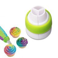 ilauke 3-Color Coupler Russian Nozzle Converter Icing Piping Bag for Cake Cupcake Decorating Tool N2