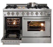 AGA APRO48DFSS 48" Professional Dual Fuel Range with RapidBake Convection, Stainless Steel N4