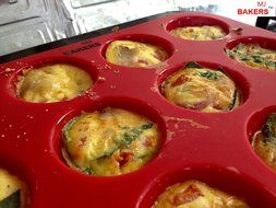 MJBAKERS Mini Muffin Pan- 24 Cups Premium Perfect Portion Control Baking Pans- Non Stick Food Grade Siicone Mold... N4