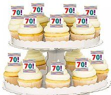 70th Rainbow Birthday / Anniversary / School Edible Cupcake Decoration Picks -24Pk