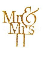 Gold Mr &amp; Mrs Wedding Acrylic Cake Topper