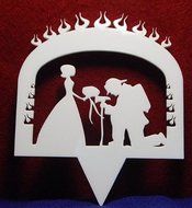 Flaming Fireman Engraved Firefighter Cake TOPPER names and date FREE ! N2