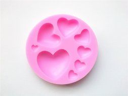Wocuz W0219 8 Sizes of Hearts Shape Silicone Candy Fondant Chocolate Accessory Mold Cake Decoration