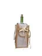 Beach Dining WBB-BL-SWF-SF-01 Wine Bottle Bag - Single with Flap, Burlap with Natural Starfish
