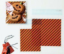 Black Stripe Orange Elegant Design Self Adhesive Seal OPP Envelope Poly Bags for Packaging Wrapping Cookie, Candy...