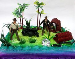 Indiana Jones Birthday Cake Topper Set Featuring Indiana Jones and Themed Decorative Pieces N3