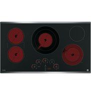 GE Profile 36" Touch Control Black Glass Cooktop with Stainless Steel Trim N2