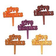 Oasis Supply Give Thanks Pearlized Cupcake/Cake Decorating Picks, 2-Inch, Set of 12