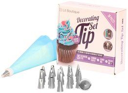 30 Piece Cake Decorating baking tools set- 26 Stainless Steel tips in Storage Case-Flower nail- ONLY KIT with...