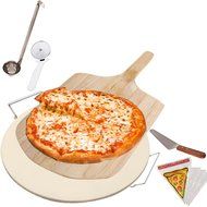 Kitchen Gems Home Pizza Baking Supplies Set - Includes Pizza Stone and Pizza Slicer with Other Essential Pizza...