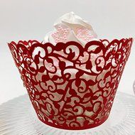 CozyT 50 PACK Vine Design Cupcake Wrappers Artistic Bake Cake Paper Cups Vine Lace Laser Cut Liner Baking Cup... N2