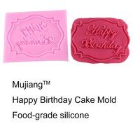 Mujiang Happy Birthday Silicone Candy Fondant Molds For Cake Sugarcraft Making Chocolate N2