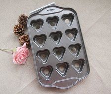 Tosnail 12 Cavity Heart-shaped Mini Cheesecake Pan Cupcake Pan with Removable Bottom