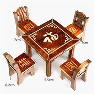 DIY Wooden Dollhouse Miniature Furniture Wooden Mini Dining Room Table and 4 Chairs Set N4