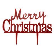 Plastic Red Pick Merry Christmas Cake Topper Xmas Decorations N6