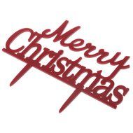 Plastic Red Pick Merry Christmas Cake Topper Xmas Decorations N7