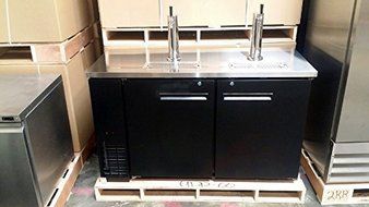 60" Dual Tap Keg Beer Can Bottle Dispenser Refrigerator Stainless Steel Top UDD-24-60, Kegerator Fridge N3