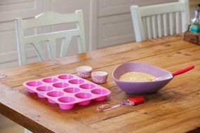 Premium 12 Cup Silicone Muffin Pan &amp; Cupcake Pan Complete Bundle - BEAUTIFUL BAKING SET - Muffin Pan + Spatula... N2