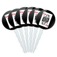 Set of 6 Cupcake Picks Toppers Decoration Gambling Track Cards Poker - Horse Racing Race Jockey N13