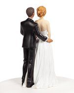 Chic Interracial Wedding Cake Topper - Caucasian Bride / African American Groom