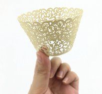 Yansanido 12 set pink Filigree Artistic Bake Little Vine Lace Laser Cut Cupcake Wrapper Cup Muffin Case Trays... N44